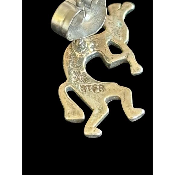 VTG Signed Sterling Silver Kokopelli Stud Earrings Southwest Tribal Style 925 - Picture 4 of 4